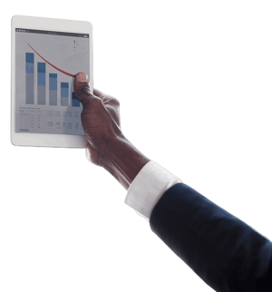 Hand holding an IPad